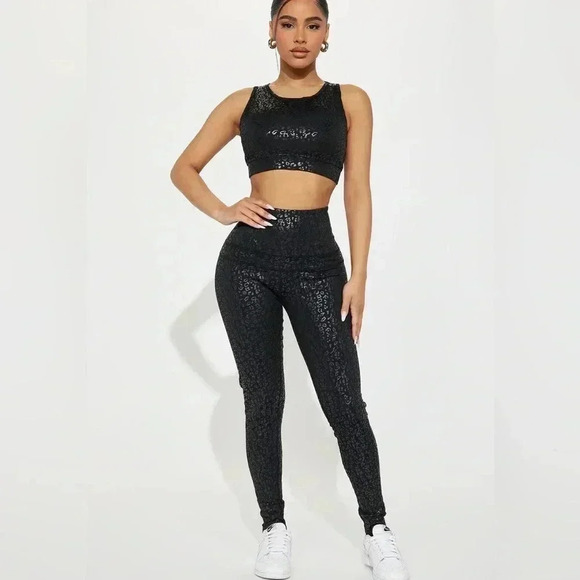 Wild Side Leopard Legging - Black - Picture 1 of 3